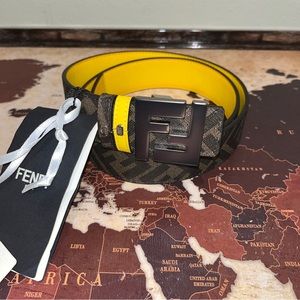 brand new FENDI belt reversible brown and yellow FF monogram buckle $600msrp